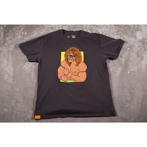 WWE Shirt Mens Medium Ultimate Warrior Cartoon Graphic Black Wrestling Tee Enjoi